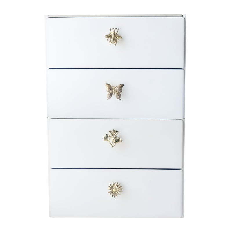 A Set Of 4 Golden Zinc Alloy Bee Butterfly Chrysanthemum Lily Drawer Pulls For Spring Summer Decor - Image 4