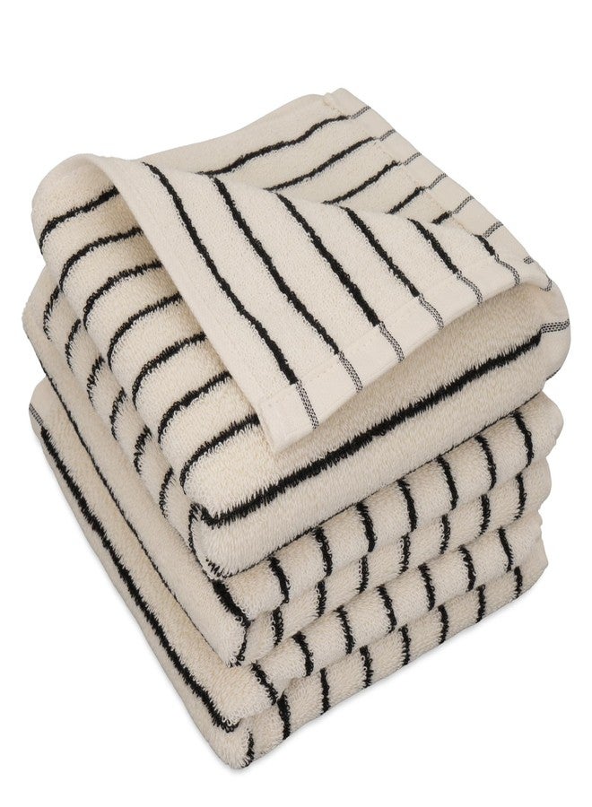 CODOHI 3 Pack Black and White Striped Hand Towels 100% Cotton Absorbent Soft Decorative Towel for Bathroom Kitchen Home Hotel Beach, 29 x 13.4 Inches (Black and White) - Image 1