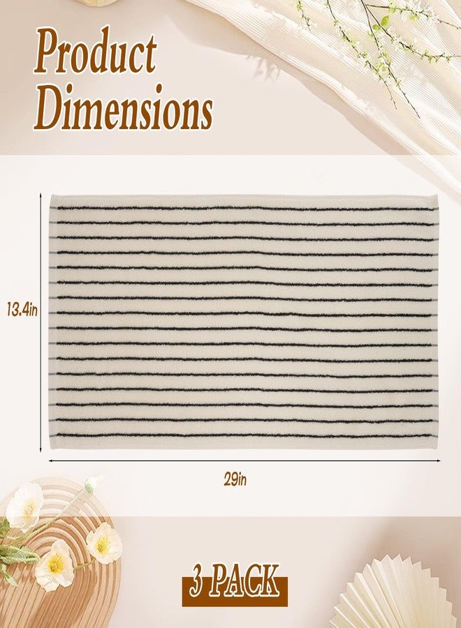 CODOHI 3 Pack Black and White Striped Hand Towels 100% Cotton Absorbent Soft Decorative Towel for Bathroom Kitchen Home Hotel Beach, 29 x 13.4 Inches (Black and White) - Image 2