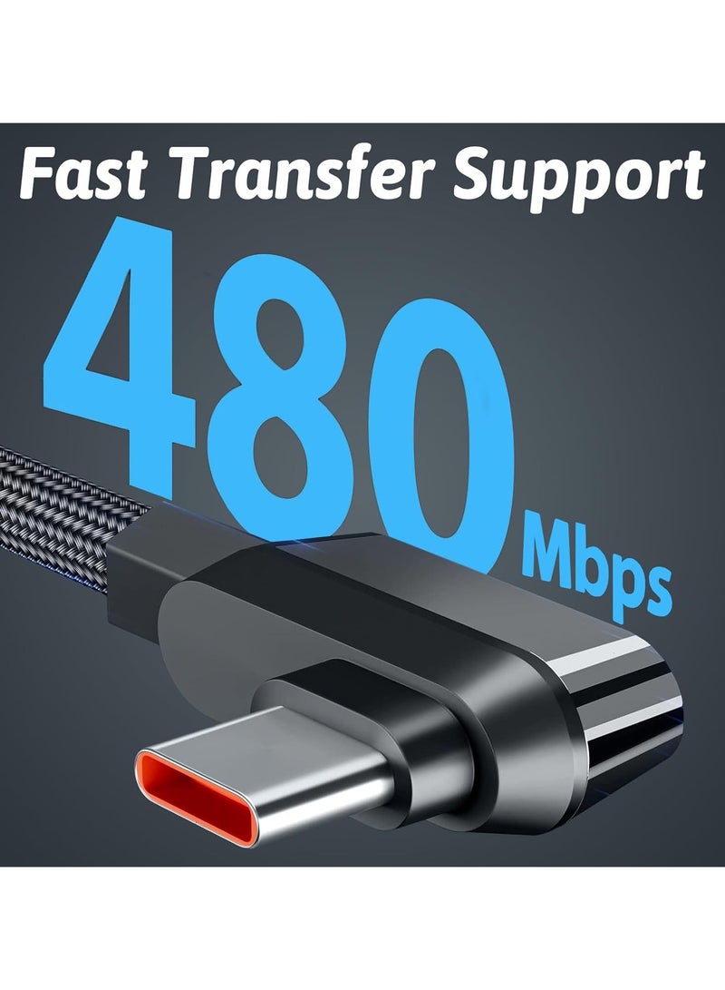 GUDOO 6ft USB-C to USB-A Fast Charging Cable – 6A 120W Turbo Charge Right Angle Nylon Braided Type C Cable for Xiaomi HyperCharge Compatible with Samsung Huawei Oppo - Image 5