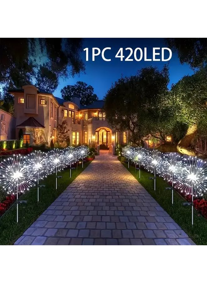 420 مصباح LED ذكي يعمل بالطاقة الشمسية للأماكن الخارجية، أضواء الألعاب النارية البيضاء، 8 أوضاع للحديقة والفناء وممرات الحدائق وحفلات الزفاف - Image 1