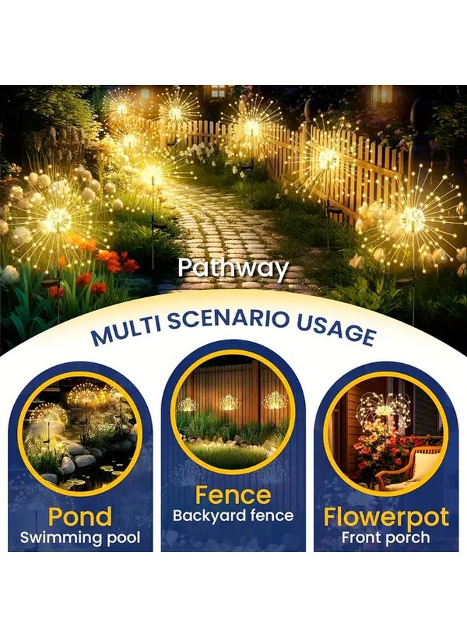 420 مصباح LED ذكي يعمل بالطاقة الشمسية للأماكن الخارجية، أضواء الألعاب النارية البيضاء، 8 أوضاع للحديقة والفناء وممرات الحدائق وحفلات الزفاف - Image 5