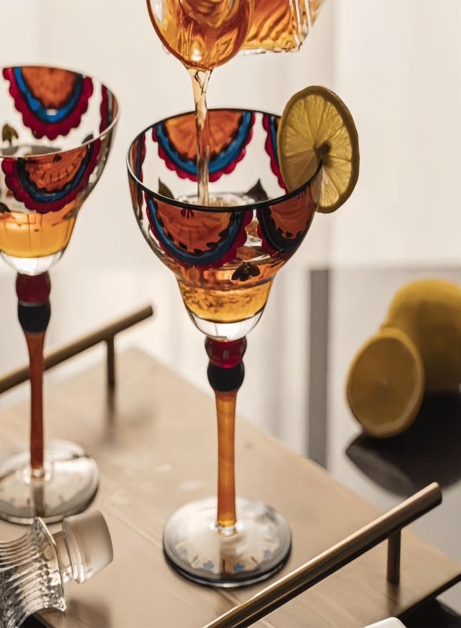 أكواب مارغريتا من شيدو، أكواب كوكتيل، أكواب مارتيني ملونة، أوانٍ زجاجية مرسومة يدويًا من قبل فنانين - أكواب مارغريتا فريدة وزخرفية، ديكور طاولة المطبخ - Image 3