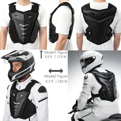 PETA Motorcycle Armor Body Guard Vest, Dirtbike Riding Off-Road Racing Cycling Skiing Motocross Adult Kids Chest Body Protector Shirt Jackets for Street Bike Racing, Mens Back Protection - Black - Image 3