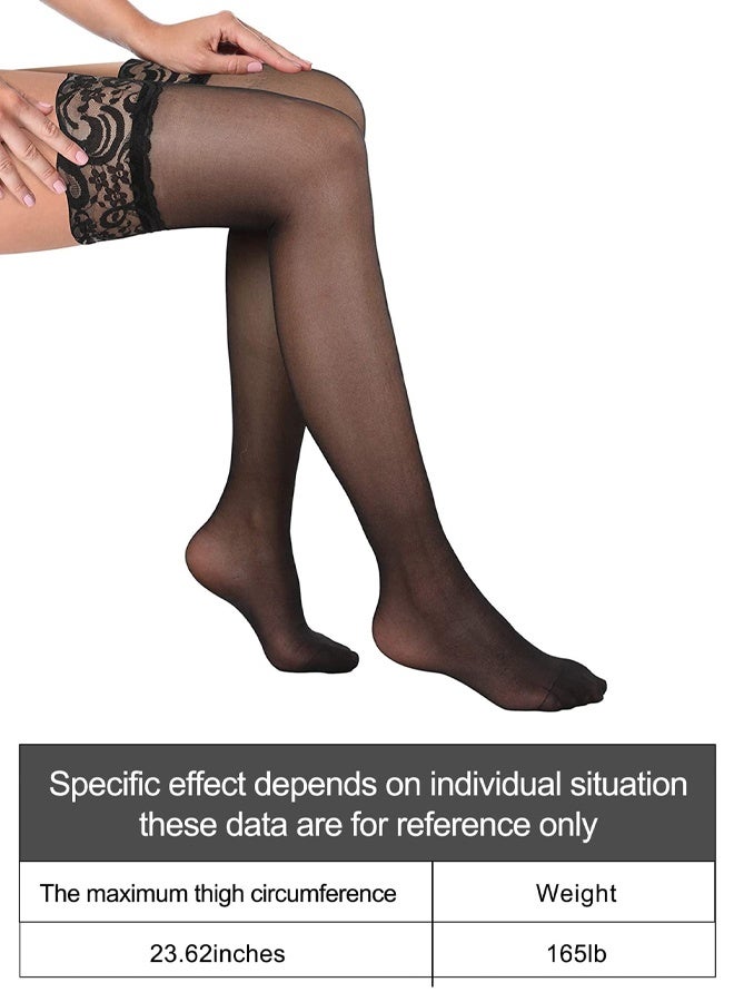3 Pairs Women Thigh High Stockings Lace, Suitable For Daily Wear And Party Occasions - Image 2