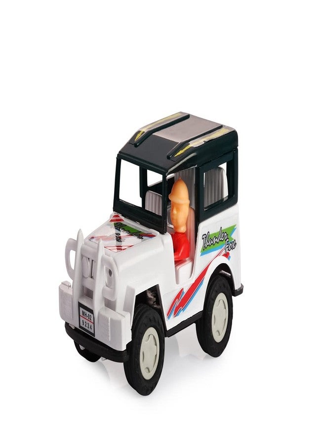 Shinsei Toyota Jeep 4X4 car Maintenance Free Pullback Spring Action Race Toy Gift for Boys 3+ Years. Strong ABS Plastic, NO Sharp Edges, BIS Certified. Pack of 1, Color White