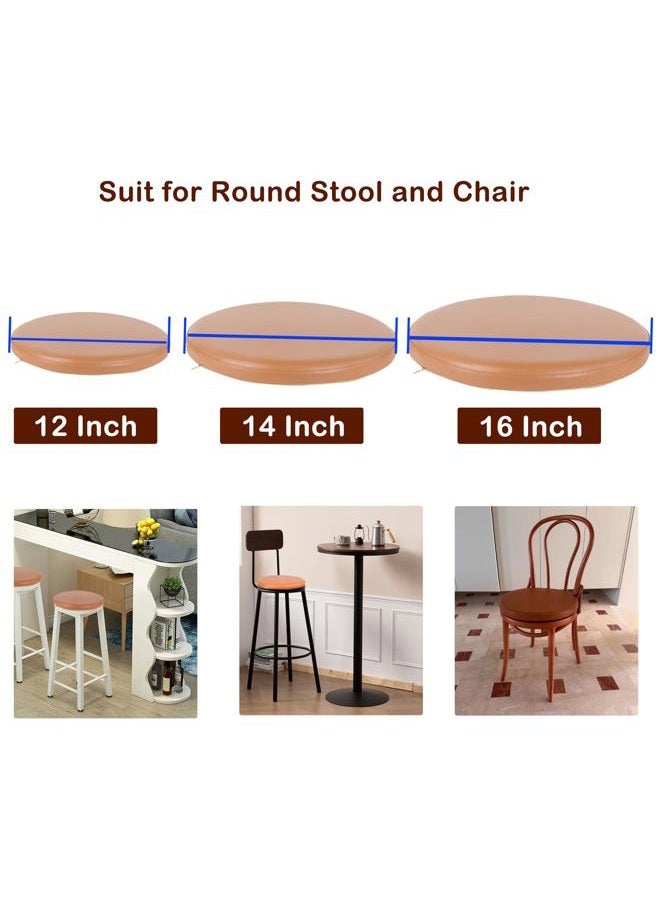 Sigmat PU Leather Round Chair Cushion Memory Foam Waterproof Round Stool Cushion for Kitchen Stool, Living Room Chiar, Office Chair, Car or Floor Pillow (12 Inch, Brown) - Image 3