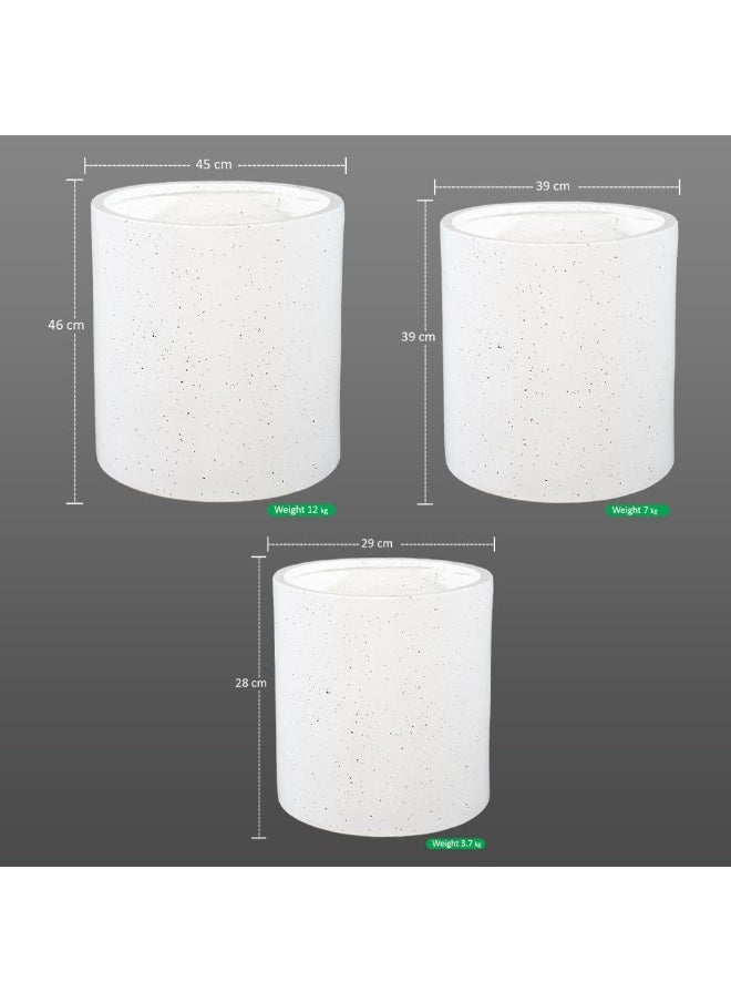 YAHOME Concrete Planter Pot, Minimalist Round Plant Pot with Smooth Matte Finish & Drainage Hole, Lightweight & Weather-Resistant Resin Pot for Plant, Flower Pot for Home Event & Commercial Use (SET)