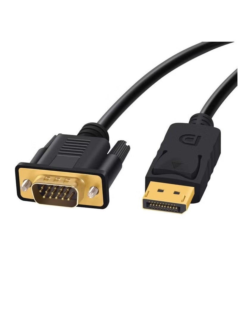 JAJEEK DP to VGA Cable – DisplayPort to VGA Gold-Plated Standard DP Male to VGA Male Cable, 1 Meter (Black) - Image 1