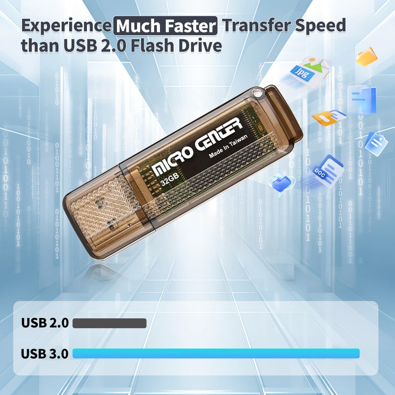 INLAND Micro Center Superspeed 10 Pack 32GB USB 3.0/USB3.1 Gen1 Flash Drive Gum Size Memory Stick Thumb Drive Data Storage Jump Drive, 10X Faster Than USB 2.0 USB Drives (32G 10-Pack) - Image 3