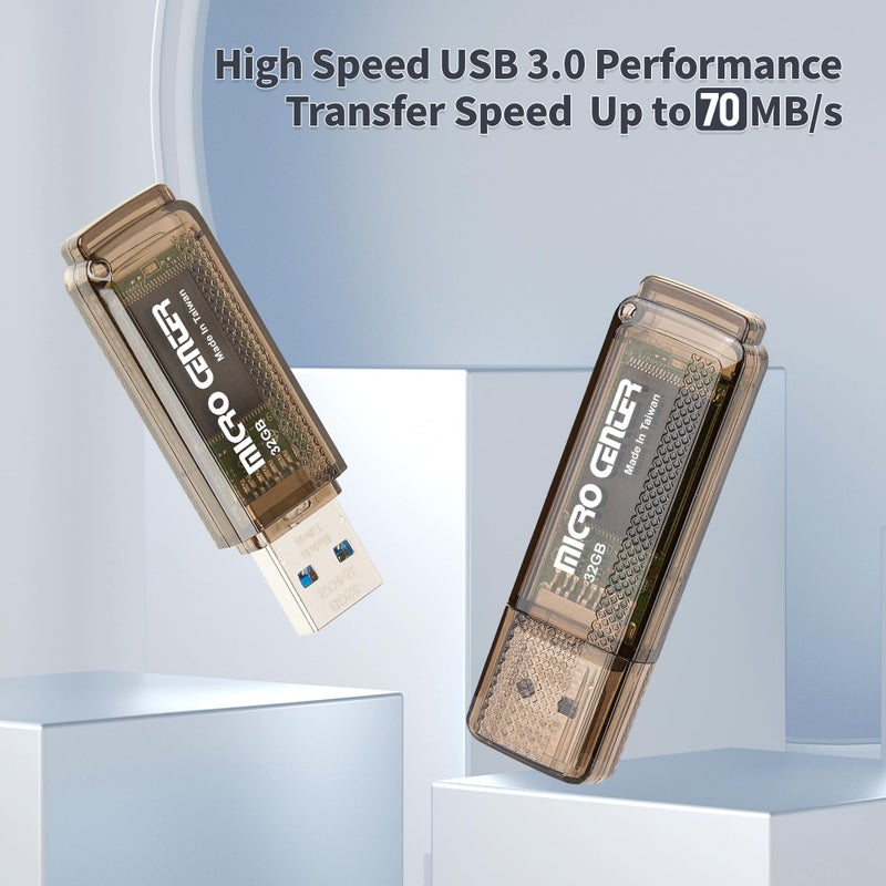 INLAND Micro Center Superspeed 10 Pack 32GB USB 3.0/USB3.1 Gen1 Flash Drive Gum Size Memory Stick Thumb Drive Data Storage Jump Drive, 10X Faster Than USB 2.0 USB Drives (32G 10-Pack) - Image 2