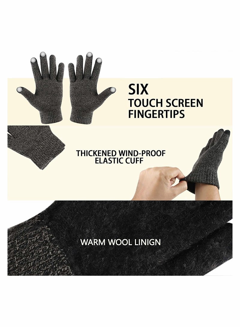 Excefore Winter Beanie Hat Scarf Touchscreen Gloves Set(Medium Gray) - Image 4