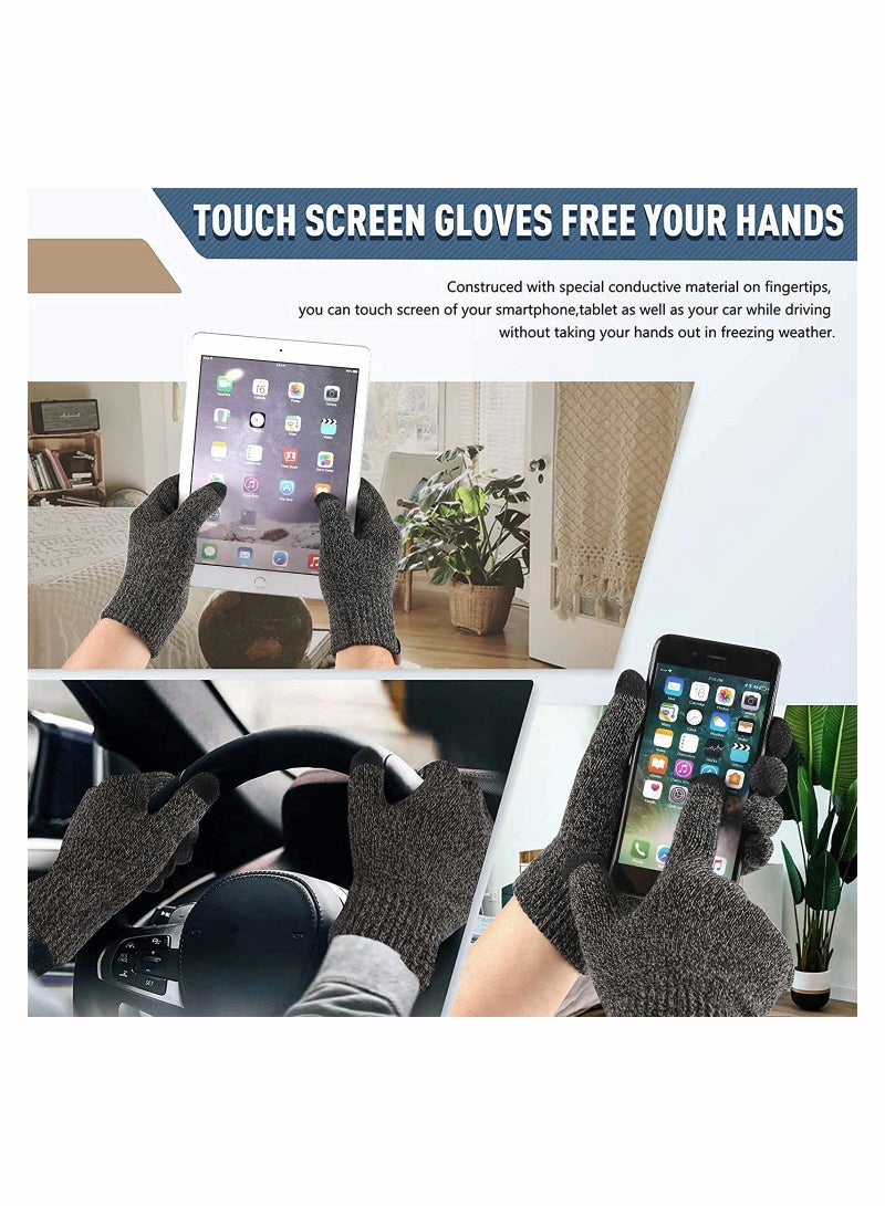 Excefore Winter Beanie Hat Scarf Touchscreen Gloves Set(Medium Gray) - Image 3