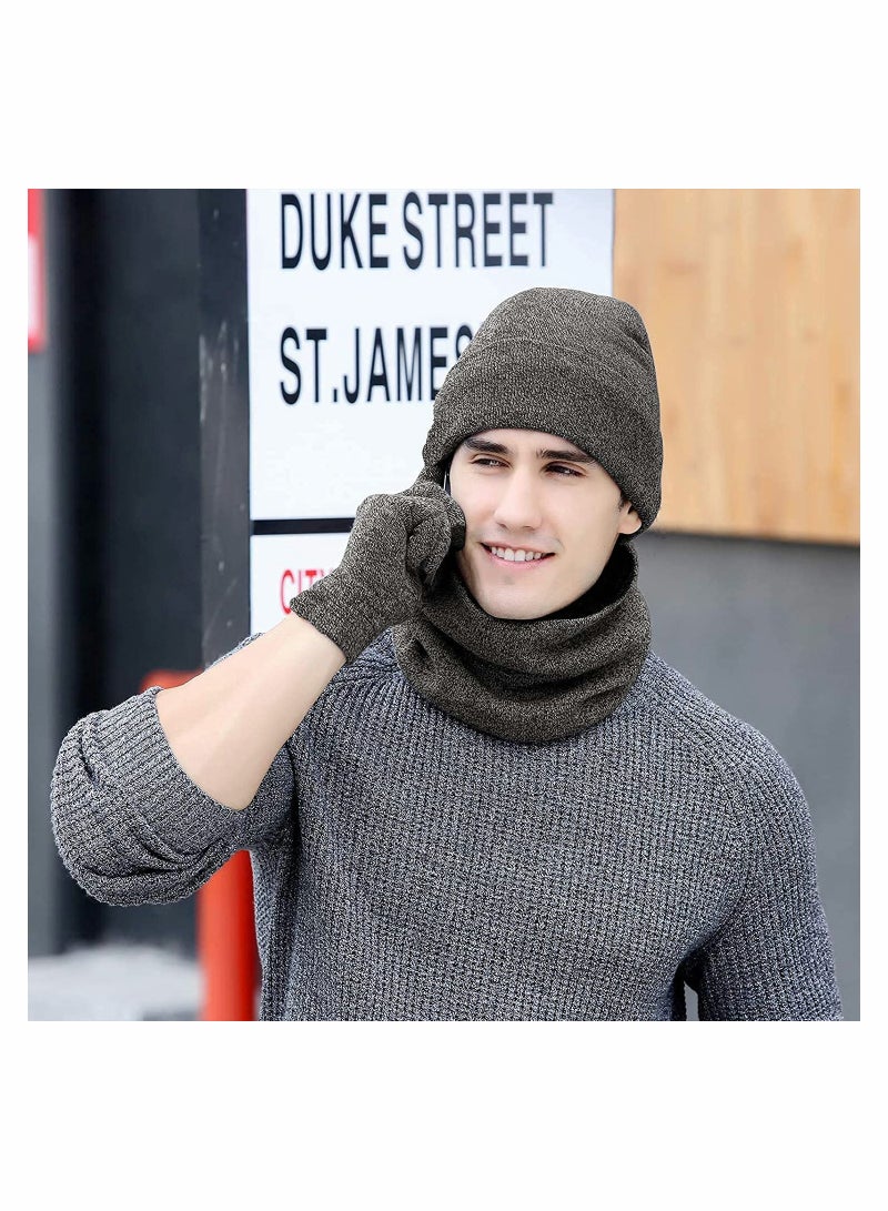 Excefore Winter Beanie Hat Scarf Touchscreen Gloves Set(Medium Gray) - Image 2