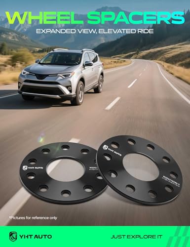 YHTAUTO 5x4.5 Wheel Spacers 1.5 Inch Fits Dodge, Chrysler, Ferrari, Maserati Models, Charger, Challenger, 300 Tire Spacers w/ M14x1.5 Studs, 82.5mm Center Bore 5 Lug 4PCS Black - Image 2