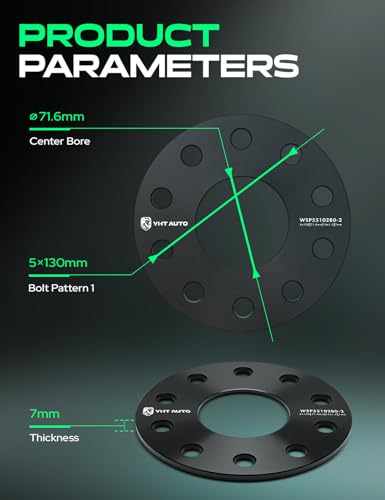 YHTAUTO 5x4.5 Wheel Spacers 1.5 Inch Fits Dodge, Chrysler, Ferrari, Maserati Models, Charger, Challenger, 300 Tire Spacers w/ M14x1.5 Studs, 82.5mm Center Bore 5 Lug 4PCS Black - Image 4