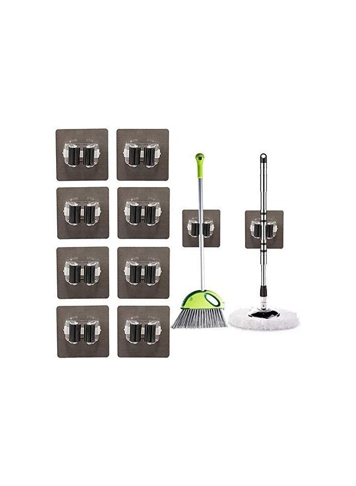 KASTWAVE Mop Broom Holder, FuYamp 8 Pack Heavy Duty Mop Wall Mounted Clips Hangers Broom Storage Rack Hooks Tidy Clamp Organizer Tool for Closet Kitchen Garden... - Image 1