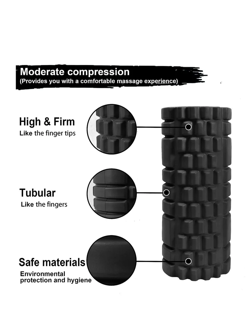 Mahmir Black â® Eva Foam Roller For Yoga, Deep Tissue Massage, Stretching, Physical Therapy, Relieve Stress, Improve Mobility With Foam Roller For Legs And Muscles - Deep Tissue Massage Tool (Black)  | Best Price UAE
