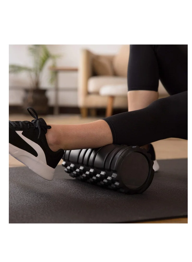 Mahmir Black â® Eva Foam Roller For Yoga, Deep Tissue Massage, Stretching, Physical Therapy, Relieve Stress, Improve Mobility With Foam Roller For Legs And Muscles - Deep Tissue Massage Tool (Black)  | Best Price UAE