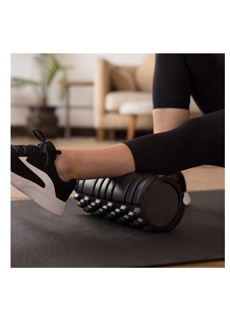 Mahmir® EVA Foam Roller for Yoga, Deep Tissue Massage, Stretching, Physical Therapy, Relieve Stress, Improve Mobility with Foam Roller for Legs and Muscles - Deep Tissue Massage Tool (Black)