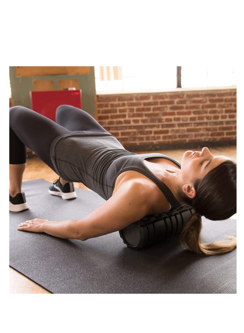 Mahmir® EVA Foam Roller for Yoga, Deep Tissue Massage, Stretching, Physical Therapy, Relieve Stress, Improve Mobility with Foam Roller for Legs and Muscles - Deep Tissue Massage Tool (Black)