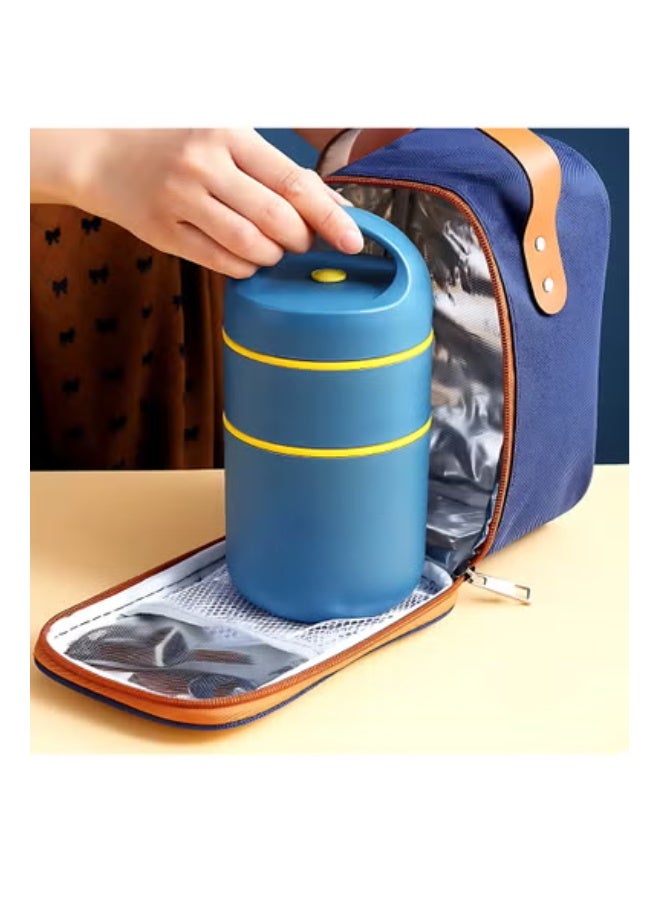 Twisoo Stainless Steel Vacuum Thermal Lunch Box – Insulated Food Container with Leak-Proof Soup Cup & Carry Bag, Portable Bento Lunch Box for Kids, School, Office & Travel - Image 4