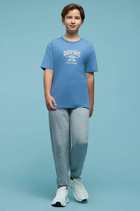 أر أند بي Printed T-Shirt with Crew Neck and Short Sleeves