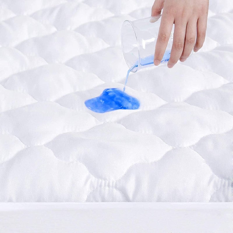 Biloban 2 Pack Crib Mattress Protector Sheets Fitted Waterproof Crib Mattress Pad Cover, Noiseless & Machine Wash 100% Absorbent Crib/Toddler Mattress Protector Sheet Quilted, White, 52" x 28" - Image 2