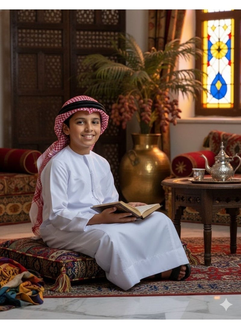 AMYAE ROYAL ETHNIC Hand Stitched Traditional Emarati Kandora/Thobe/Dishdasha/Arabic Dress for Boys,Kids - Image 5