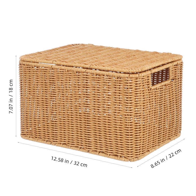 DOITOOL Woven Storage Basket with Lid and Frame Multipurpose Cube Storage Box for Clothing Toys and Sundries Large 12.59 X 8.66 X 7.08 Inch Organizer for Home and Bedroom - Image 3