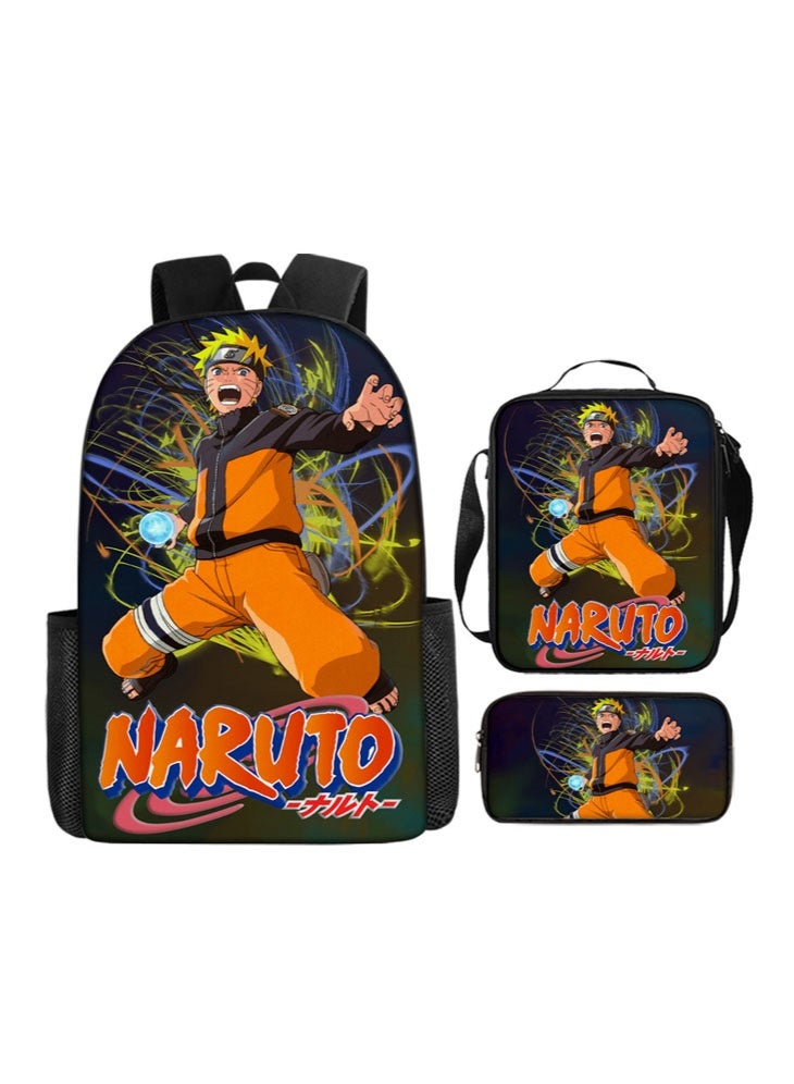 Naruto large-capacity backpack pencil case satchel three-piece suit men and women leisure sports travel backpack student school backpack - Image 1