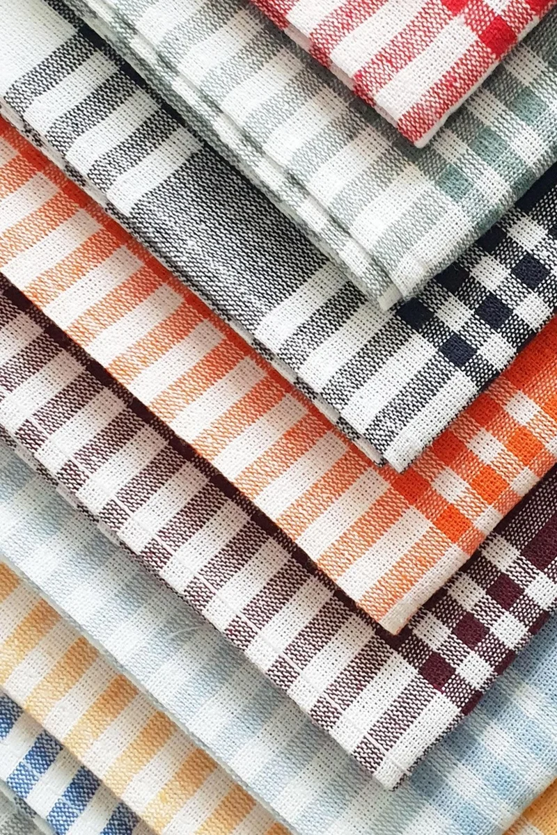 Cotenconcept 10-Piece Gingham Kitchen Hand Towels and Drying Cloths 50x70 Cm