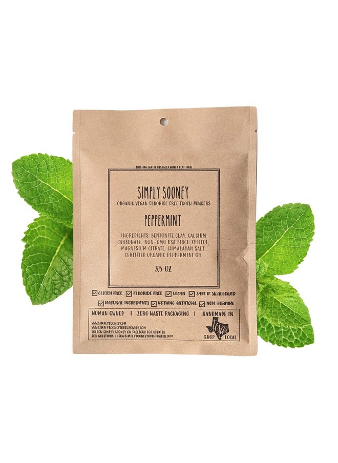 SIMPLY SOONEY Zero Waste Up To 6 Month Supply Organic Vegan Fluoride Free Tooth Powder Peppermint Flavor Ships Without Any Plastic Packaging I Natural Whitening I Stronger Teeth  - Image 1