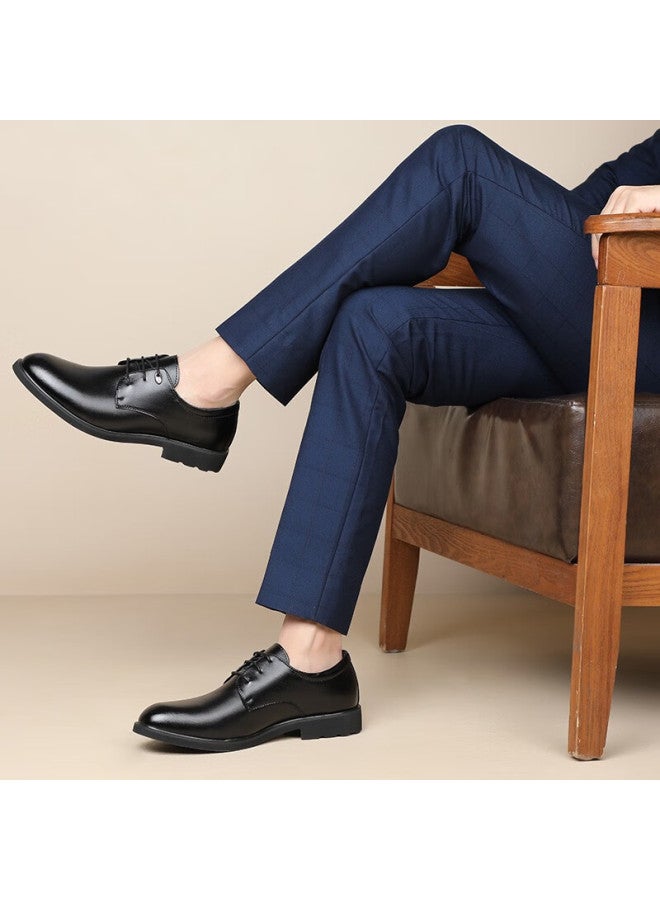Egchi Men's Leather Shoes, Business Casual Formal Wear, British Style, Durable And Comfortable Commuter Shoes For Men, 1618-g, Black, Size 39 - Image 3