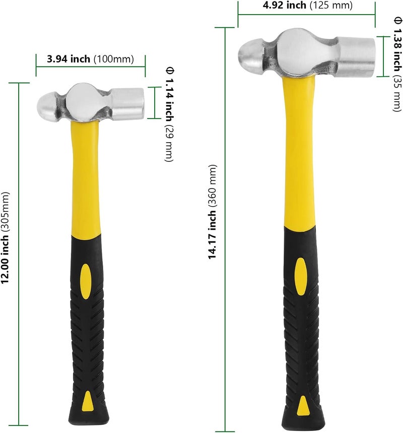 HAKZEON 2 PCS 24 OZ and 32 OZ Ball Peen Hammer Set, Forged Steel Ball Pain Hammer, Metal Ball Peen Hammer, with Construction and Shock Absorption Non-Slip Handle for Strong Striking work - Image 2