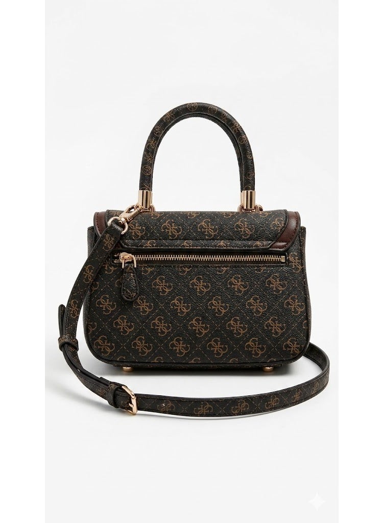 GUESS Luxury Monogram Handbag with Adjustable Crossbody Strap – Dark Brown - Image 4