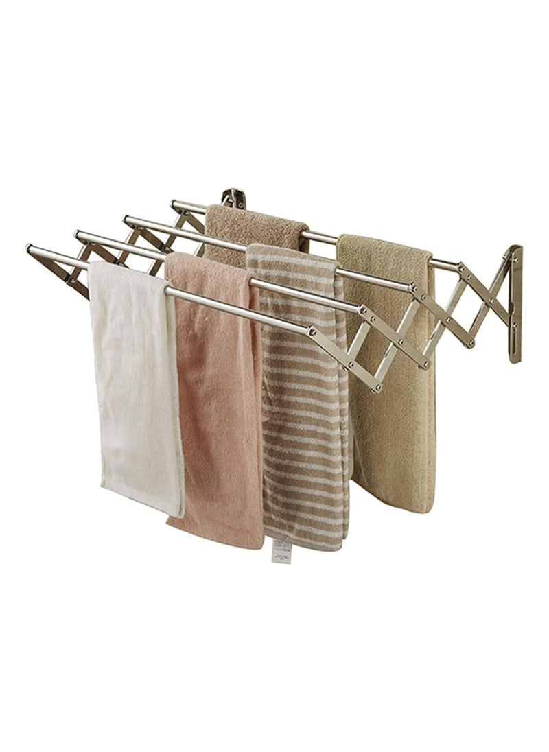DubaiGallery - Wall Mounted Clothes Horse Wall Mounted Clothes Rail Foldable Space-saving Coat Hanger For Outdoor Indoor Reusable Perforated Installation - Image 1