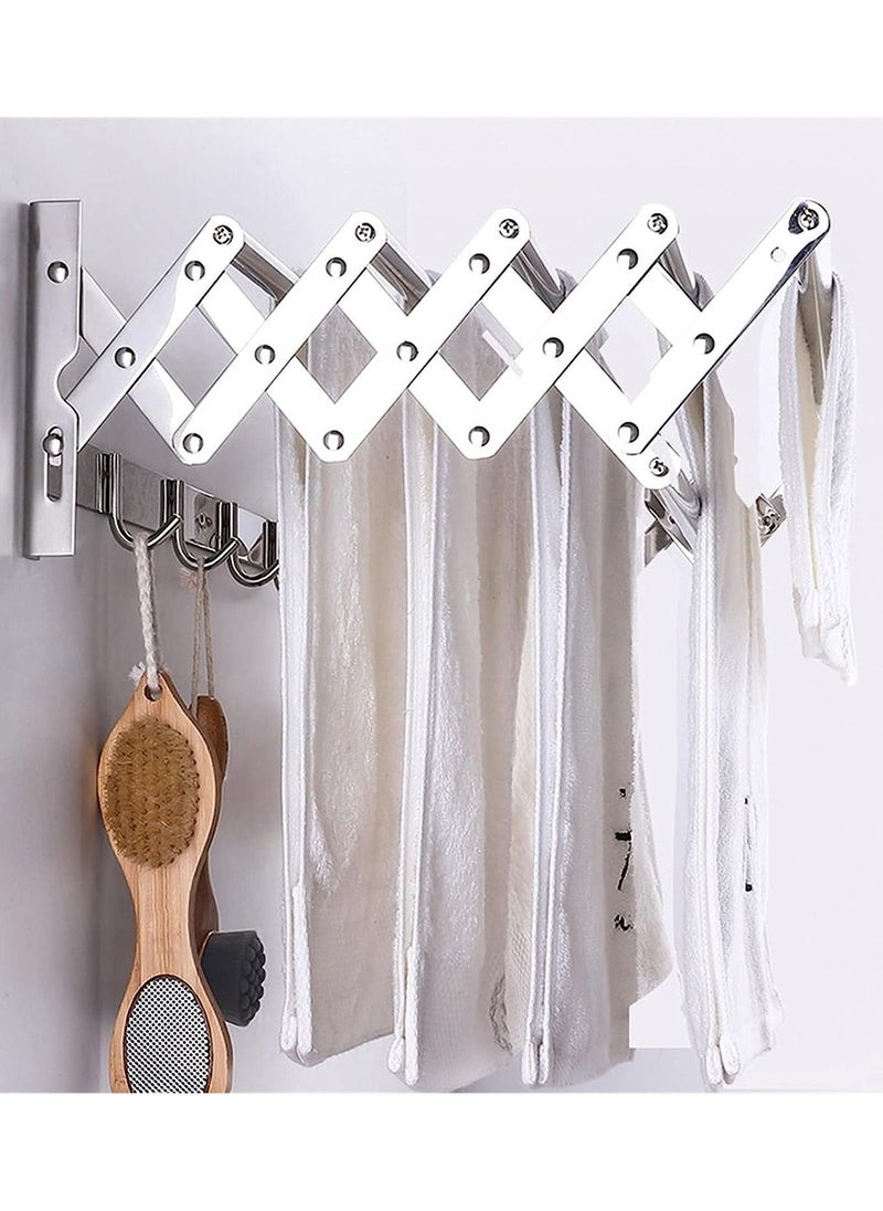 DubaiGallery - Wall Mounted Clothes Horse Wall Mounted Clothes Rail Foldable Space-saving Coat Hanger For Outdoor Indoor Reusable Perforated Installation - Image 1