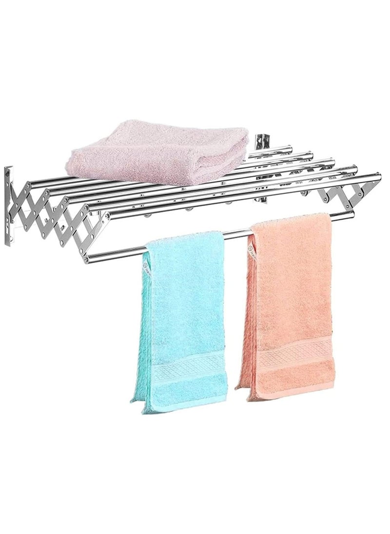 DubaiGallery - Wall Mounted Clothes Horse Wall Mounted Clothes Rail Foldable Space-saving Coat Hanger For Outdoor Indoor Reusable Perforated Installation - Image 1