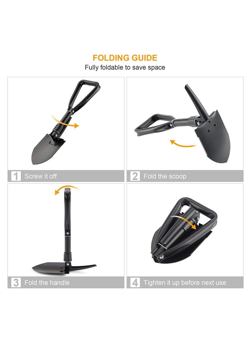 Trick Eyes Mini Folding Shovel, High Carbon Steel - Lightweight Portable Tactical Military Survival Shovel for Digging, Camping, Hiking, Garden, Offroad, Backpacking  - Image 3