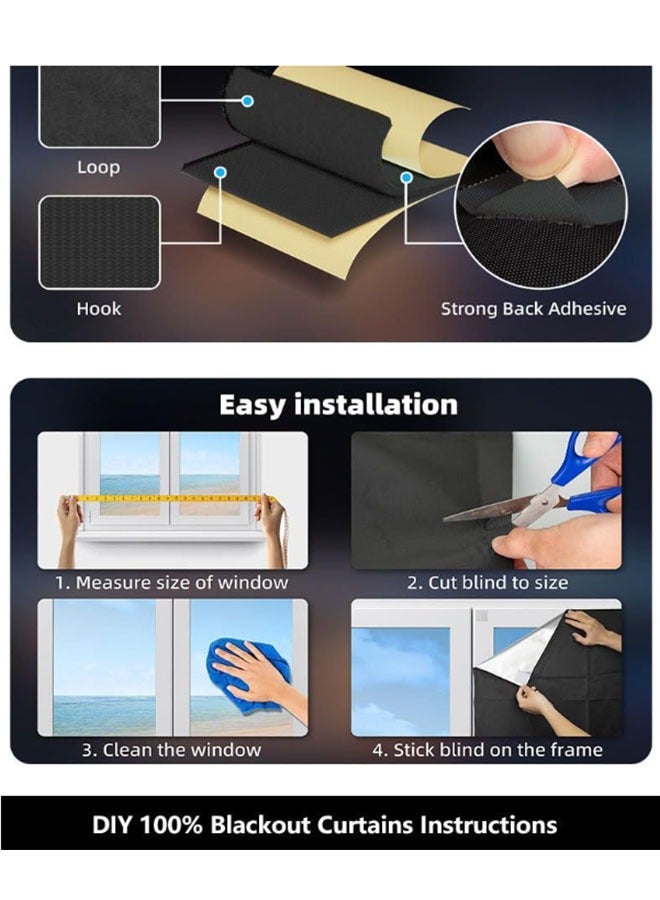 EHOME Portable Blackout Curtains for Bedroom Window,1.45×2m Temporary Blackout Shades Curtains,100% Blackout Window Blinds Curtain for Baby Nursery,Office,Dorm and RV Travel Use-Black - Image 4
