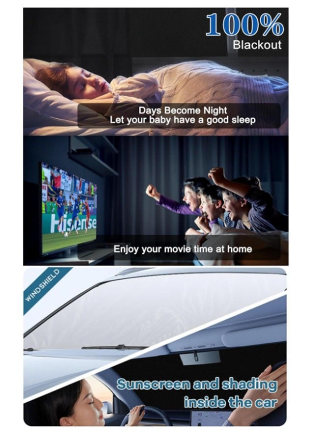 EHOME Portable Blackout Curtains for Bedroom Window,1.45×2m Temporary Blackout Shades Curtains,100% Blackout Window Blinds Curtain for Baby Nursery,Office,Dorm and RV Travel Use-Black - Image 5