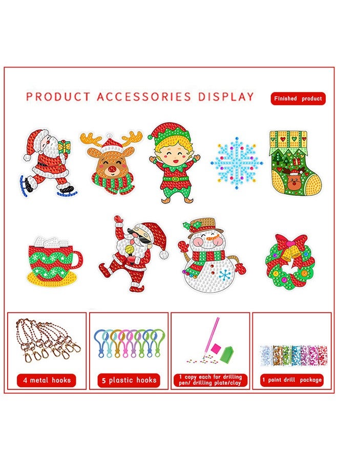 Beauenty 9pcs Arts and Crafts for Kids Diamond Painting Kit Make Your Own GEM Keychains Acrylic Paint by Number Arts and Crafts DIY Keychains Crafts for Girls Boys Kids Ages 3-12 - Image 3