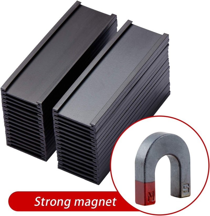 EEOYU Magnetic Label Holders with Magnets Magnetic Data Card Holders with Clear Plastic Protectors for Metal Shelf, Whiteboard, Set of 50 (1 x 3 Inch) - Image 3