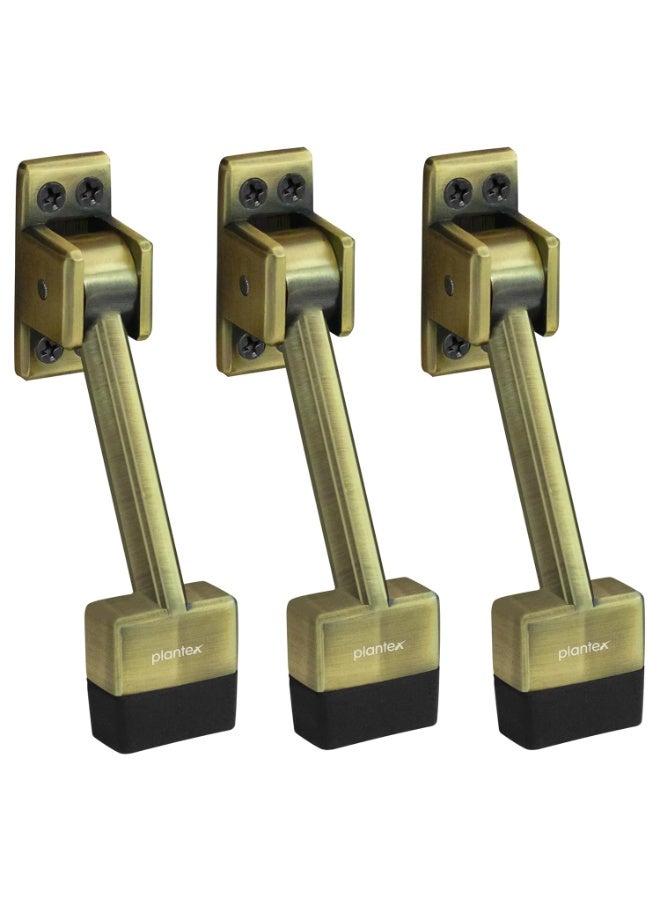Plantex Stopper for Door/5 Inch Door Stopper for Wooden Doors/Stops for Doors/Door Mounted Stopper (Pack of 3, Brass Antique) - Image 1