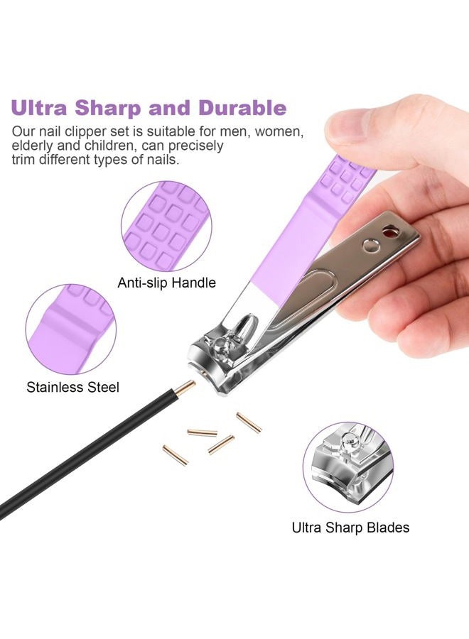 DUCOO Nail Clippers for Men Women, 4 PCS Nail Clipper Set, Premium Toenail Clippers, Fingernail Clipper, Ultra Sharp Toe Nail Clippers, Nail Cutter, Finger Nail Clippers Adult, Purple - Image 3