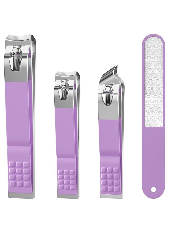 DUCOO Nail Clippers for Men Women, 4 PCS Nail Clipper Set, Premium Toenail Clippers, Fingernail Clipper, Ultra Sharp Toe Nail Clippers, Nail Cutter, Finger Nail Clippers Adult, Purple - Image 1