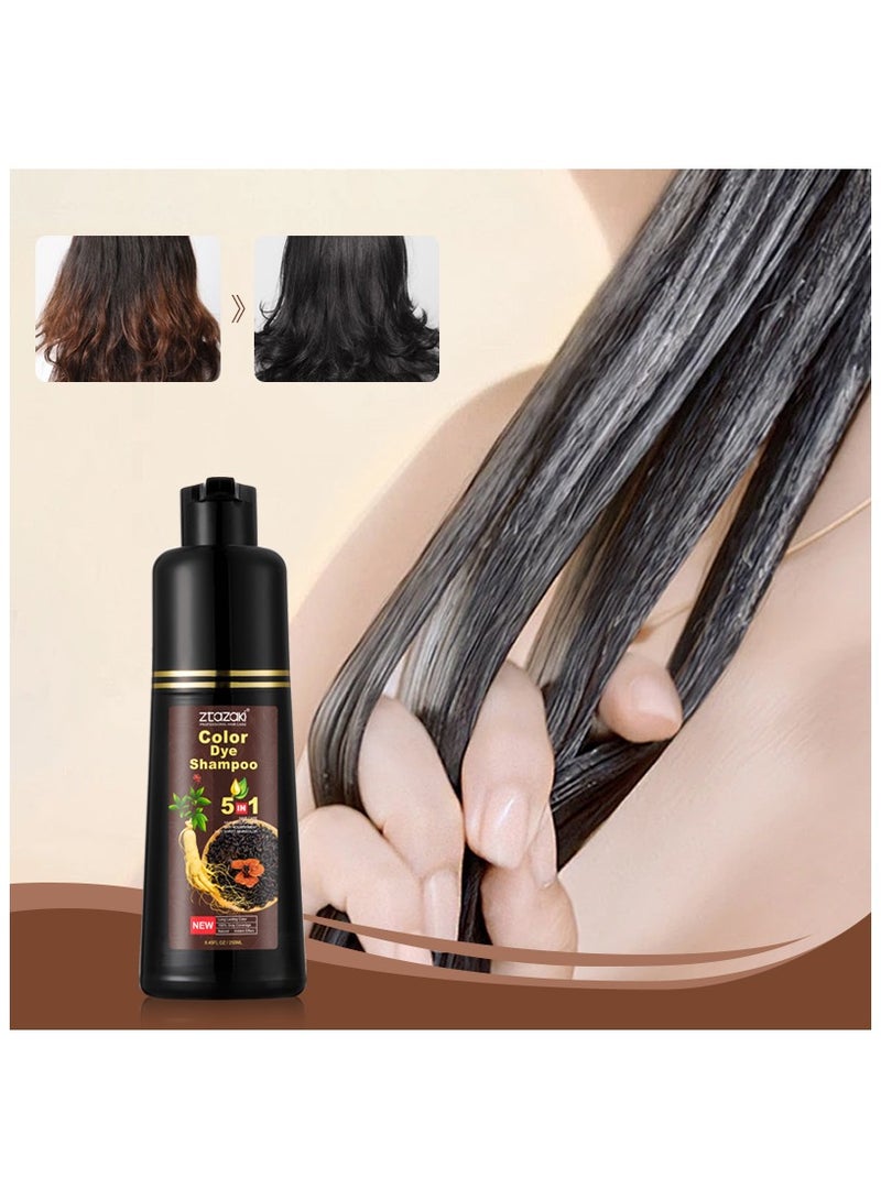 ZTAZAKI Hair Dye Shampoo for Gray Hair Coverage – 3 in 1 Color, Cleanse & Condition, Natural Herbal Formula, Ammonia-Free, Dark Brown, 250mL, Long-Lasting Color - Image 5