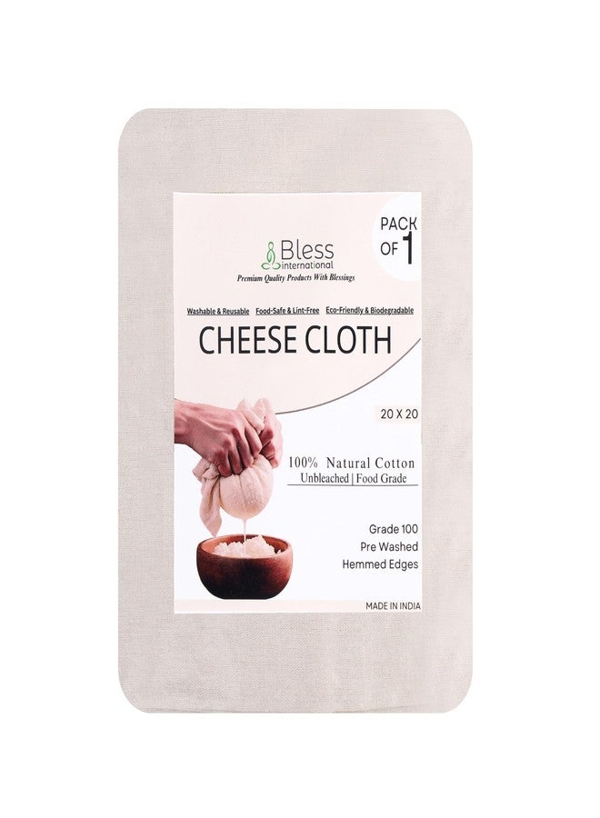 بليس إنترناشونال قماش قطني فاخر من بليس إنترناشونال، فائق الكثافة، مناسب لتصفية حليب المكسرات، والحرف اليدوية، وغيرها. مقاس 20×20 بوصة، حافتان مطويتان، درجة 100 XL، غير مبيض وقابل لإعادة الاستخدام، لون أبيض كريمي. - Image 1