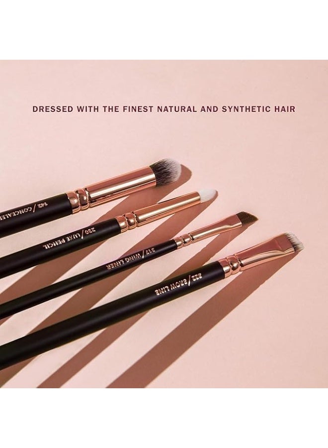 زويفا مجموعة فرش مكياج كاملة باللون الوردي الذهبي، المجلد 1، مجموعة فرش احترافية مكونة من 15 قطعة مع حقيبة جلدية - Image 4